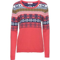 Sweter bonprix koralowy wzorzysty. Pomarańczowe swetry klasyczne damskie bonprix. Za 99,99 zł.