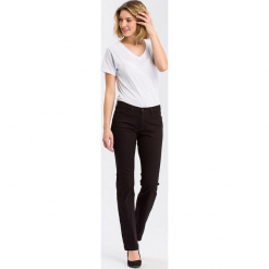 Dżinsy "Lauren" - Regular fit - w kolorze czarnym. Czarne spodnie z wysokim stanem marki Cross Jeans, z aplikacjami. W wyprzedaży za 127,95 zł.