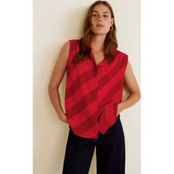 Mango - Koszula Caper3. Czerwone koszule body marki Mango, s, w paski, z wiskozy, klasyczne, z klasycznym kołnierzykiem. W wyprzedaży za 49,90 zł.