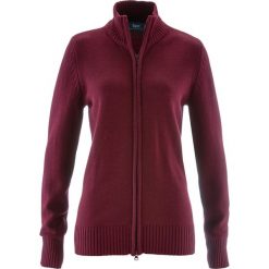 Sweter rozpinany bonprix czerwony klonowy. Czerwone golfy damskie bonprix, w prążki, z bawełny. Za 74,99 zł.