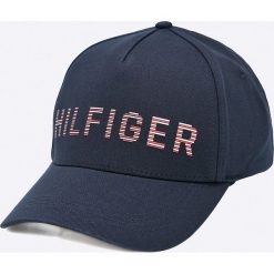 Tommy Hilfiger - Czapka. Niebieskie czapki męskie TOMMY HILFIGER, bez wzorów, z bawełny. W wyprzedaży za 129,90 zł.