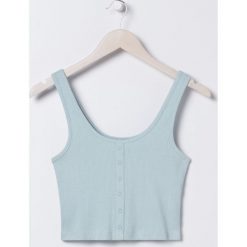 Gładki crop top - Turkusowy. Niebieskie topy damskie Sinsay, s, bez wzorów, bez kołnierzyka. Za 19,99 zł.