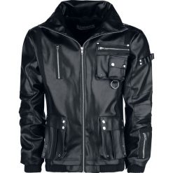 Kurtki męskie bomber: Chemical Black Arsen PU Jacket Kurtka czarny