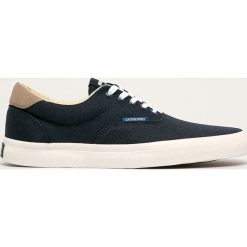 Jack & Jones - Tenisówki. Niebieskie trampki męskie Jack & Jones, bez wzorów, ze skóry, na sznurówki. Za 189,90 zł.