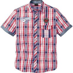 Koszula w kratę z krótkim rękawem bonprix czerwony w kratę. Czerwone koszule męskie bonprix, xl, z nadrukiem, bez kołnierzyka, z krótkim rękawem. Za 79,99 zł.