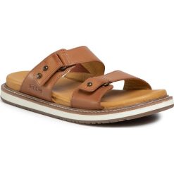 Klapki KEEN - Lana Slide 1022589 Tortoise Shell/Silver Birch. Pomarańczowe klapki damskie Keen, bez wzorów, ze skóry, bez obcasa. W wyprzedaży za 279,00 zł.
