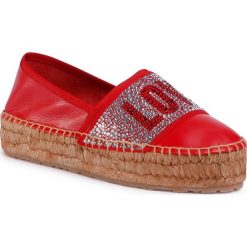 Espadryle LOVE MOSCHINO - JA10443G0AJA0500 Rosso. Czerwone espadryle damskie Love Moschino, bez wzorów, ze skóry, bez obcasa, na płaskiej podeszwie. W wyprzedaży za 829,00 zł.