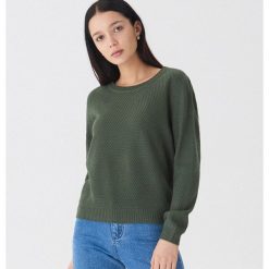 Sweter o ryżowym splocie - Khaki. Brązowe swetry klasyczne damskie marki House, s, ze splotem. Za 69,99 zł.