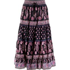 Długa spódnica bonprix czarny z nadrukiem. Czarne spódniczki damskie bonprix, w paski, z bawełny, długie, maxi. Za 99,99 zł.