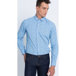 Trussardi Jeans - Koszula. Szare koszule męskie jeansowe Trussardi Jeans, z włoskim kołnierzykiem, z długim rękawem. W wyprzedaży za 269,90 zł.