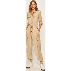 Desigual - Kombinezon. Brązowe kombinezony damskie Desigual, na co dzień, s, z aplikacjami, z lyocellu, casualowe, bez kołnierzyka, z długim rękawem, długie. Za 649,90 zł.