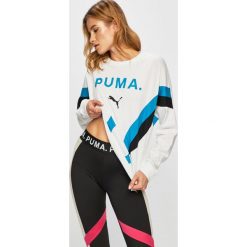 Puma - Bluza. Białe bluzy damskie Puma, s, z nadrukiem, z elastanu, bez rękawów, bez kaptura. W wyprzedaży za 179,90 zł.