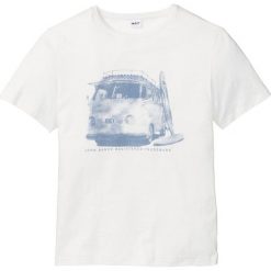 T-shirt z przędzy fantazyjnej bonprix biel wełny. Białe koszulki męskie bonprix, s, bez wzorów, z wełny, z okrągłym kołnierzem, bez rękawów. Za 34,99 zł.