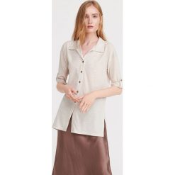 Dzianinowa koszula - Beżowy. Brązowe koszule damskie Reserved, s, bez wzorów, z dzianiny, bez kołnierzyka, bez rękawów. Za 79,99 zł.