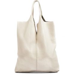 Torebki klasyczne damskie: Skórzana torebka w kolorze beżowym – (D)42 x (S)38 cm