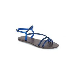 Sandały LPB Shoes NELLY. Niebieskie sandały damskie marki LPB Shoes, bez wzorów, bez obcasa, bez zapięcia. Za 143,20 zł.
