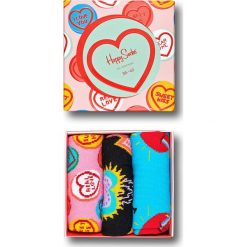 Happy Socks - Skarpetki I Love You (3-pack). Różowe skarpetki damskie Happy Socks, bez wzorów, z elastanu. Za 119,90 zł.