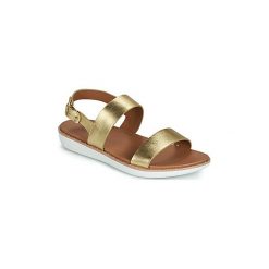 Sandały FitFlop BARRA. Żółte sandały damskie FitFlop, bez wzorów, bez obcasa, bez zapięcia. W wyprzedaży za 455,20 zł.
