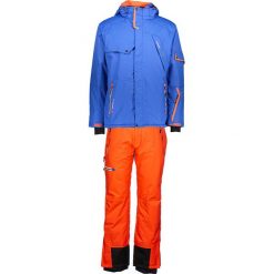 2-częściowy zestaw narciarski w kolorze niebiesko-pomarańczowym. Pomarańczowe kurtki męskie Peak Mountain, m, z haftami, bez kaptura, narciarskie. W wyprzedaży za 619,95 zł.