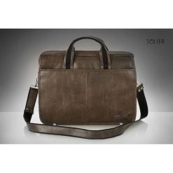 Brązowa męska torba na ramie, laptopa SOLIER LUCAS. Pomarańczowe torby męskie skórzane Solier, w paski, z tkaniny, klasyczne, na ramię. Za 169,90 zł.