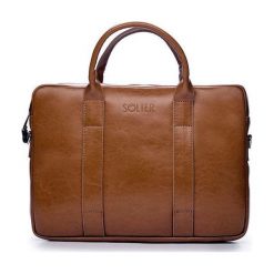 Skórzana torba męska na laptopa Solier brązowy vintage - Brązowy Vintage. Pomarańczowe torby męskie skórzane z bawełny, vintage. Za 499,99 zł.