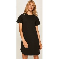 Dkny - Sukienka. Czarne sukienki damskie DKNY, na co dzień, s, bez wzorów, z elastanu, casualowe, z okrągłym kołnierzem, z krótkim rękawem, krótkie, mini, proste. Za 399,90 zł.
