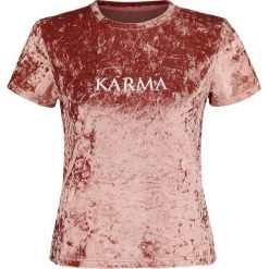 Fashion Victim Karma Velvet Tee Koszulka damska różowy. Różowe bluzki damskie marki Fashion Victim, l, z napisami. Za 32,90 zł.