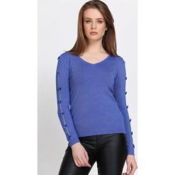 Niebieski Sweter Reflecting. Szare swetry klasyczne damskie marki Born2be, l, dekolt w kształcie v. Za 74,99 zł.