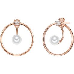 Pozłacane kolczyki-wkrętki z perłami i cyrkoniami. Żółte kolczyki damskie The Pacific Pearl Company, Nova Pearls Copenhagen & Co., z cyrkonią, złote. W wyprzedaży za 57,95 zł.