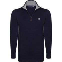 Golfy męskie: Sweter w kolorze granatowo-szarym