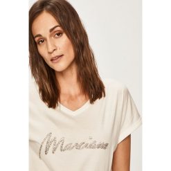 Marciano Guess - T-shirt. Białe bluzki damskie MARCIANO GUESS, s, z aplikacjami, z bawełny, bez kołnierzyka. W wyprzedaży za 199,90 zł.