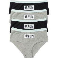 Figi "maxi panty" (4 pary) bonprix jasnoszary melanż- czarny - miętowy z nadrukiem. Szare majtki damskie bonprix, z nadrukiem. Za 39,96 zł.
