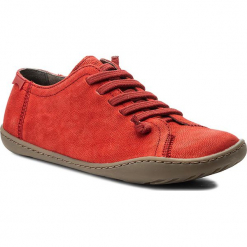 Półbuty CAMPER - Peu Cami 20848-126 Red. Czerwone creepersy damskie Camper, z materiału, na płaskiej podeszwie. W wyprzedaży za 339,00 zł.