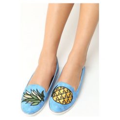Mokasyny damskie: Jasnoniebieskie Mokasyny Pineapple