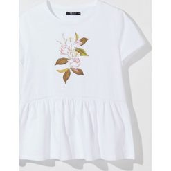 Bawełniana bluzka z nadrukiem Eco Aware - Biały. Białe bluzki damskie Mohito, s, z nadrukiem, z bawełny, bez kołnierzyka, bez rękawów. Za 59,99 zł.