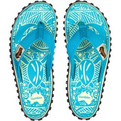 Gumbies - Japonki Islander Turquoise. Niebieskie klapki damskie Gumbies, w paski, z bawełny. Za 119,90 zł.