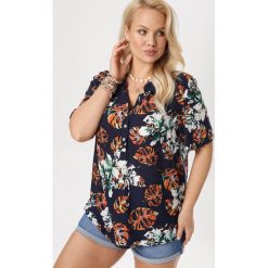 Granatowa Bluzka Aqeaviane. Niebieskie koszule damskie Born2be, xl, bez wzorów, bez kołnierzyka, bez rękawów. W wyprzedaży za 29,99 zł.