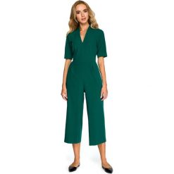 Zielony Elegancki Kombinezon ze Spodniami Typu Culotte. Zielone kombinezony damskie Molly.pl, na co dzień, s, bez wzorów, eleganckie, z klasycznym kołnierzykiem, z krótkim rękawem, krótkie. Za 149,90 zł.