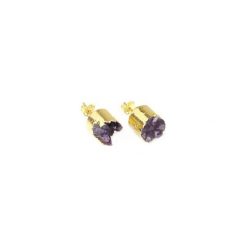 Earrings Agat Druza Fioletowa złoto. Fioletowe kolczyki damskie Brazi druse jewelry, z agatem, złote, na sztyftcie. Za 170,00 zł.