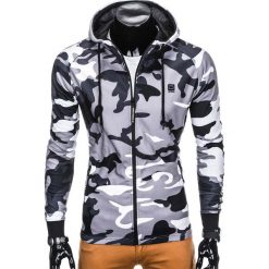 Bluzy męskie: BLUZA MĘSKA ROZPINANA Z KAPTUREM B741 – SZARA/MORO