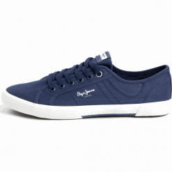 Pepe Jeans tenisówki męskie Aberman Smart PMS30625 44 ciemnoniebieskie. Niebieskie trampki męskie Pepe Jeans, bez wzorów, z bawełny, bez zapięcia. Za 219,00 zł.