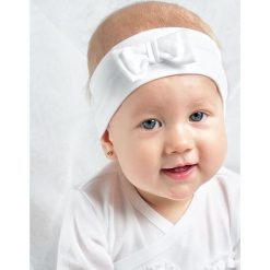 Opaska ELEGANCE GIRL z kokardką - biała S. Białe czapeczki niemowlęce marki NANAF ORGANIC, bez wzorów. Za 8,56 zł.