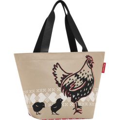 Shopper bag damskie: Shopper bag w kolorze beżowo-czerwonym – 51 x 30,5 x 26 cm