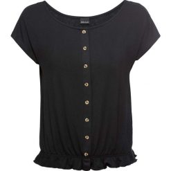 Shirt bonprix czarny. Czarne koszulki damskie bonprix, bez wzorów, bez kołnierzyka, bez rękawów. Za 37,99 zł.