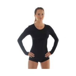 Bluzki sportowe damskie: Brubeck Koszulka damska z długim rękawem Comfort Wool czarna r.S (LS11610)