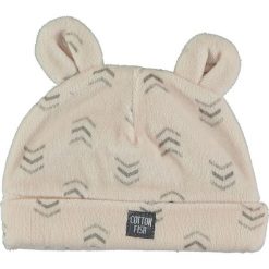 Czapka "Be Brave" w kolorze jasnoróżowym. Różowe czapeczki niemowlęce Cotton Fish, z aplikacjami, ze skóry. W wyprzedaży za 19,95 zł.
