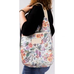 Torba beżowa w kwiaty worek. Brązowe torebki klasyczne damskie Arturo Vicci, w kwiaty, ze skóry, eleganckie, na ramię, bez dodatków. Za 249,00 zł.