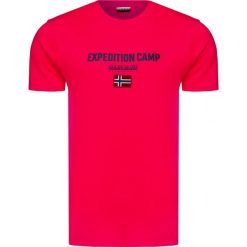 T-shirt NAPAPIJRI SONTHE. Czerwone t-shirty męskie Napapijri, z nadrukiem, z bawełny, z okrągłym kołnierzem. W wyprzedaży za 144,00 zł.