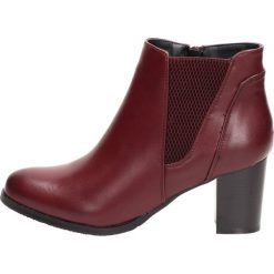 Bordowe botki damskie SABATINA DM19-120 P. Czerwone botki damskie Sabatina, klasyczne, na wysokim obcasie, na obcasie, bez zapięcia. W wyprzedaży za 129,00 zł.