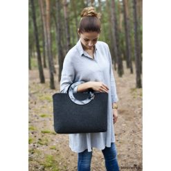 Duża Torebka - Minimalistyczna grafitowa - plexi. Szare torebki klasyczne damskie marki Pakamera, bez wzorów, duże, bez dodatków. Za 139,00 zł.